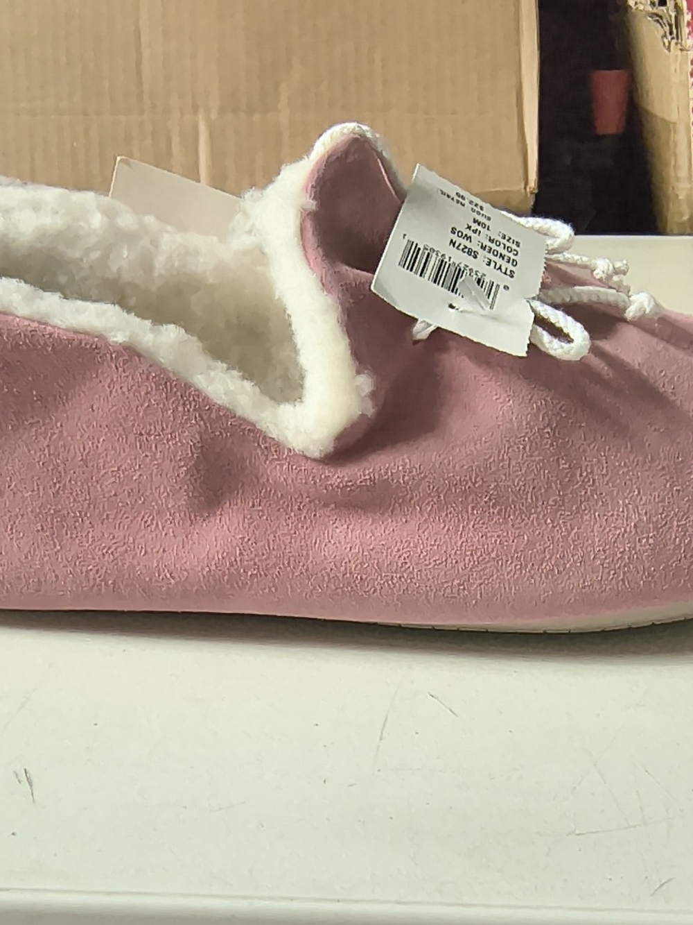 Hush Puppies Pink Annie Moccasin Slippers with White Plush Lining